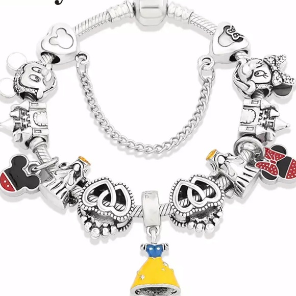 Crystal Mickey Minnie Pendant Bead Bracelet - Picture 2 of 3
